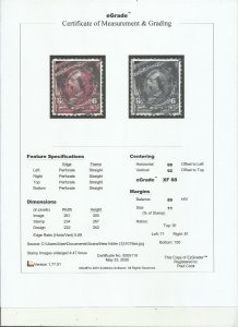 # 282a Purple Lake Used PAIR Garfield One stamp XF SCV-120.00