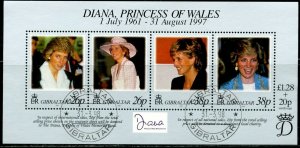 GIBRALTAR Sc#754 1998 Diana Princess of Wales Souvenir Sheet Complete Used