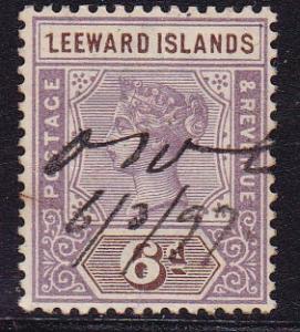 Leeward Islands 1890 Queen Victoria 6d lilac & brown. VF Revenue Cancel Used