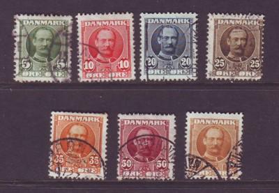 Denmark Sc 72-8 1907 Frederik VIII  stamps used