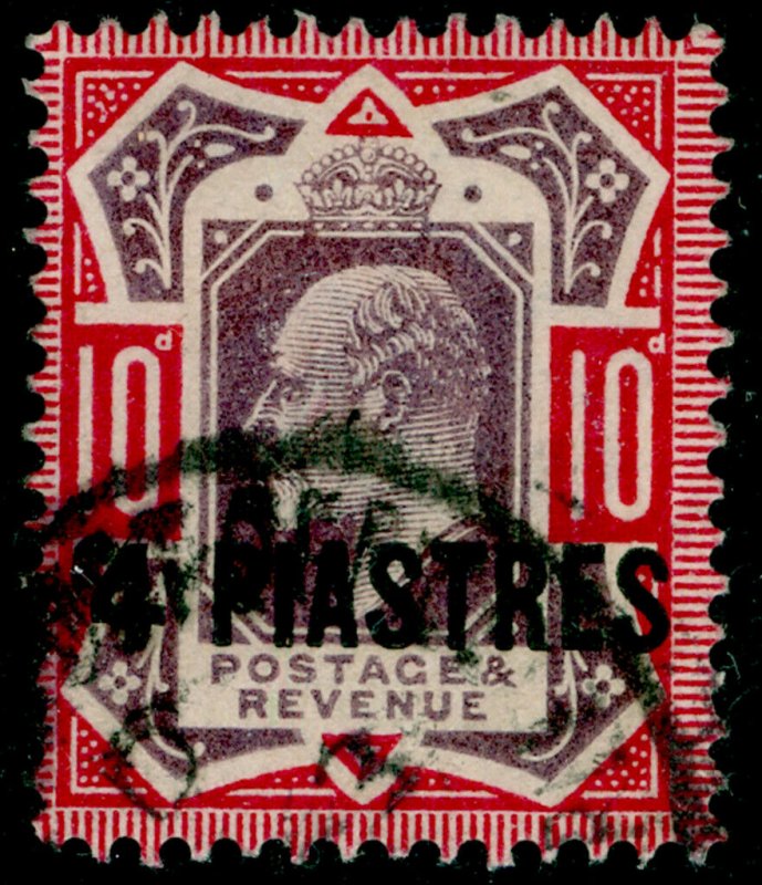 BRITISH LEVANT SG10, 4pi on 10d dull purple & carmine, FINE USED.