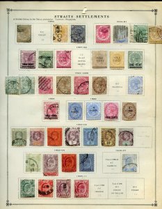 STRAITS SETTLEMENTS LOT OF USED & MINT HINGED STAMPS ON PAGES AS SHOWN 