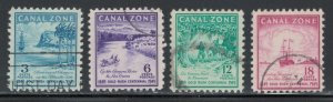 Canal Zone 1949 Centenary of California Gold Rush Scott # 142 - 145 Used