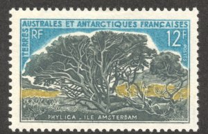 FSAT Scott 27 Unused HOG - 1969 12fr Phylica Trees, Amsterdam Island -SCV $17.50