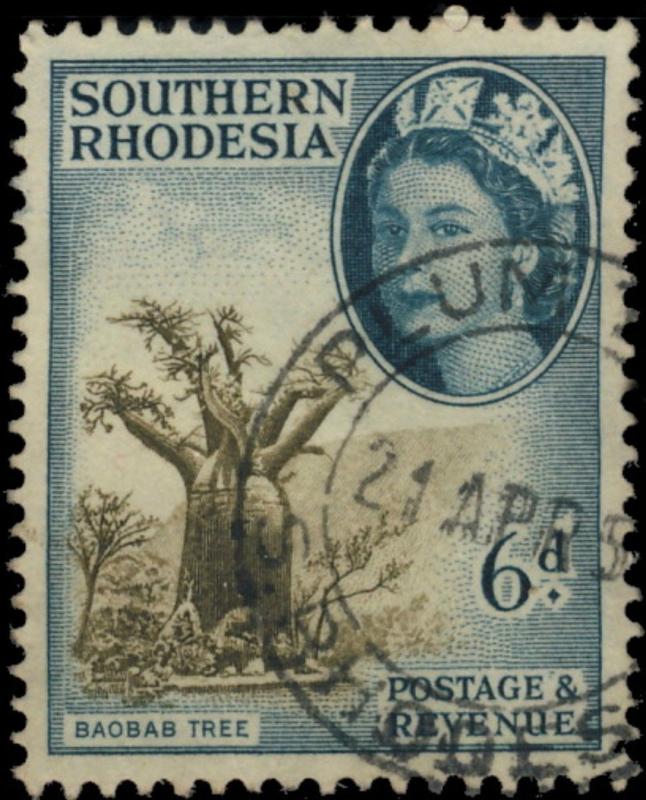 SOUTHERN RHODESIA - 195? - SG84 CANCELLED PLUM TREE DOUBLE CIRCLE DATE STAMP