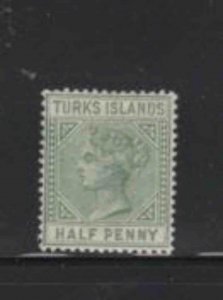 TURKS ISLANDS #48 1885 1/2p QUEEN VICTORIA MINT VF LH O.G c