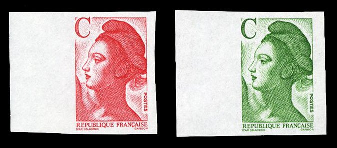 France, 1950-Present #2078-2079 (YT 2615-2616) Cat€23, 1990 Liberty, imperf...
