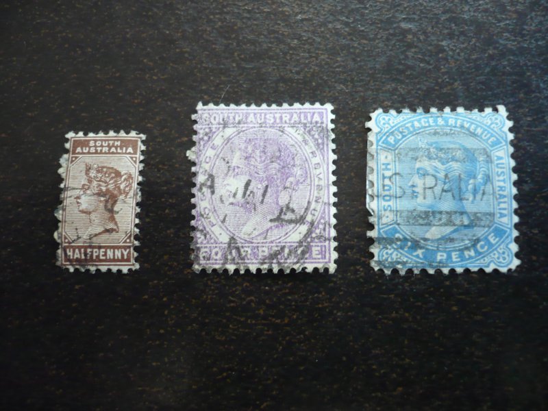 Stamps - South Australia - Scott# 76,79,80 - Used Part Set of 3 Stamps