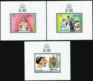 Liberia 788-790 deluxe,MNH.Michel 1038B-1040B. Reign of Queen Elizabeth II,1977.