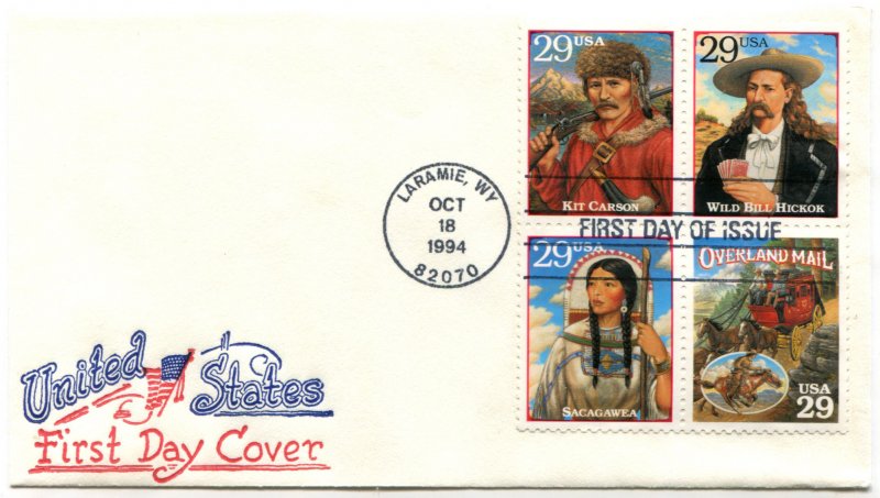 2869 US 29c Legends of the West FDC  ,  Artopages cachet set of 5 covers