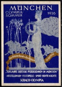 1936 German Poster Munich Olympics Summer July 26, 1936 Brown Band Of Germany