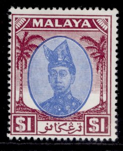 MALAYSIA - Trengganu GVI SG85, $1 black & purple, NH MINT.