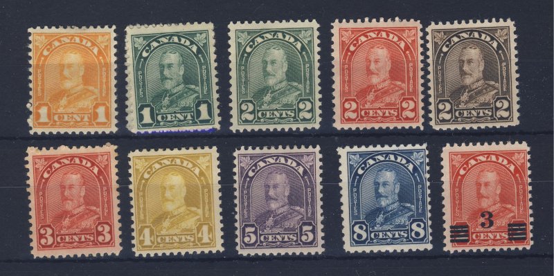 10x Canada Mint Arch Series Stamps #162-163-164-165-166-167-168-169-171-191 $38.