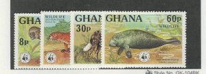 Ghana, Postage Stamp, #621-624 Mint NH, 1977 World Wildlife WWF Animals