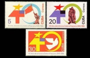 Cuba Sc# 2796-2798 WORLD WAR II  END Victory over Fascism  CPL SET of 3 1985 MNH