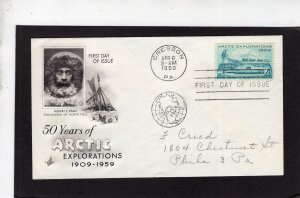 1128 Arctic Exploration, FDC Art Craft cachet addressed