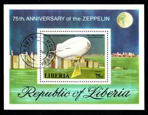 Liberia used 1978 #C219 Souvenir sheet 75c Futuristic zeppelin 75th anniversary