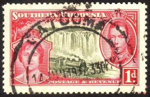 1937, Southern Rhodesia 1p, Used, Sc 38