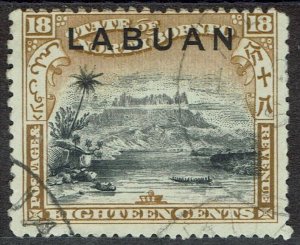 LABUAN 1897 MOUNT KINABALU 18C PERF 13.5 - 14 USED