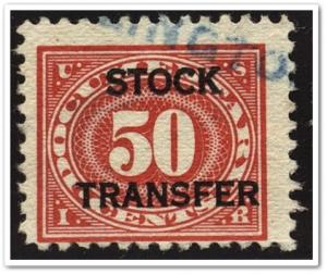 RD9 50¢ Stock Transfer Stamp (1918-22) Used