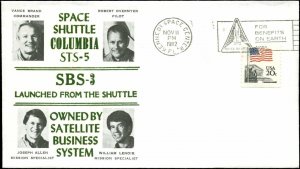 11/11/82 STS-5 Columbia Shuttle Satellite Launch Cachet Kennedy Space Center, FL