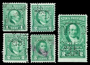 Scott RD67//RD80 1940 1c-$2.00 Dated Green Stock Transfer Revenues Used F-VF