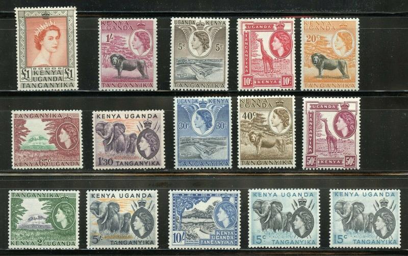 KENYA  UGANDA TANGANYIKA  ANIMALS  SCOTT#103/17    MINT NH--SCOTT VALUE $121.25