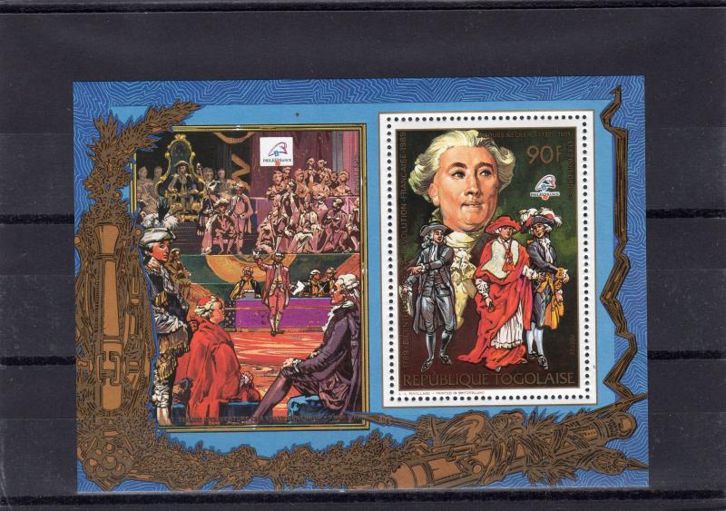 Togo 1989 French Revolution Bicentenary  4 Souvenir Sheets Perforated MNH