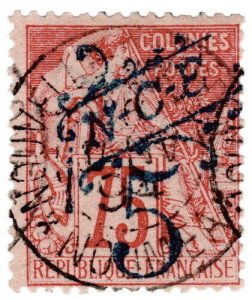 (I.B) France Colonial Postal : New Caledonia 5c on 75c (blue OP)