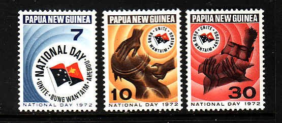 Papua New Guinea-Sc#352-4-unused NH set-1972-Unity Emblem-