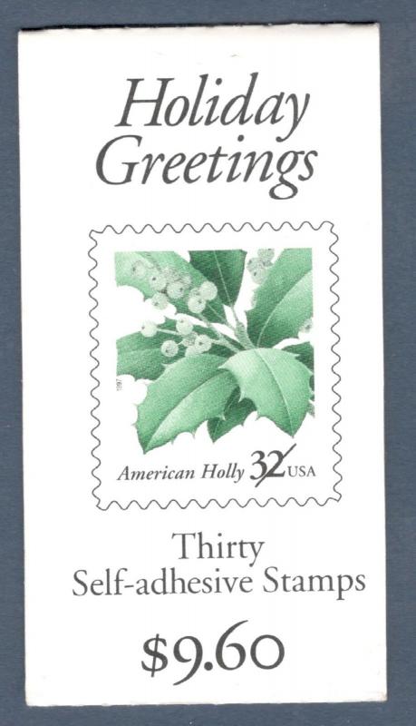 BK265 American Holly Booklet Of 30 Mint/nh Selling @ Face 