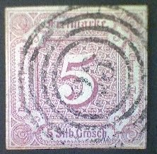 Stamp, Germany/Thurn and Taxis, Scott #13, used(o), 1859, 5s, lilac
