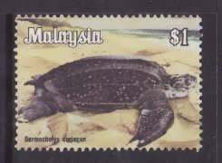 Malaysia-Sc#179- id8-used 75c Turtles-Marine Life-1979-