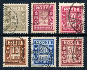 Norway #J1-J6  Set of 6 Used