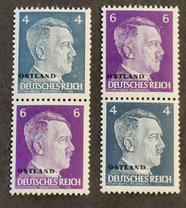 WW2 WWII German Third Reich Adolf Hitler Ostland overprint Stamps strips MNH AH9