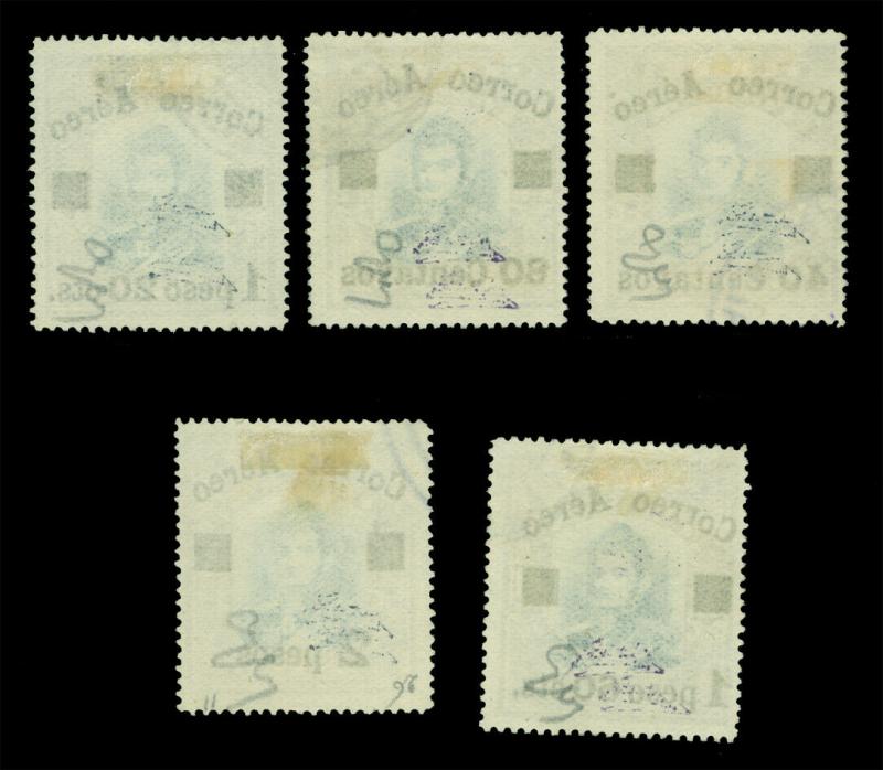 CHILE 1927 AIRMAIL - Testart O'HIGGINS 40c-2p complete set Sc# C1-5 used VF