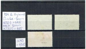 #782 GB GV Sea Horses 1934 Re-Engraved 2s6d shades + 5s on card GU c£205 (3)