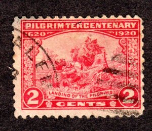 Scott # 549, used, 2c Pilgrim Tercentenary. Cat = $ 1.60, Lot 220321 -02