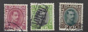 Iceland SC#184, 186 & 187 revenue Used F-VF hr...Enjoy a Bargain!