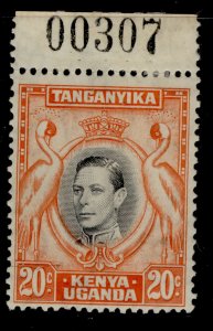 KENYA UGANDA TANGANYIKA  SG139, 20c black and orange, M MINT. Cat £42. CONTROL