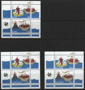 ICELAND 781a, IRELAND 924a, FAROE ISLANDS 265a SET OF 3 SOUVENIR SHEETS