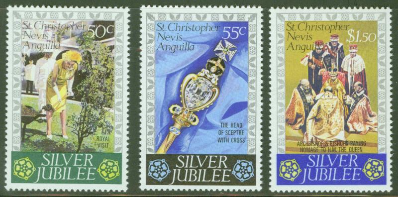 St Kitts Nevis Scott 332-334 MNH** Silver Jubilee Issue 1977