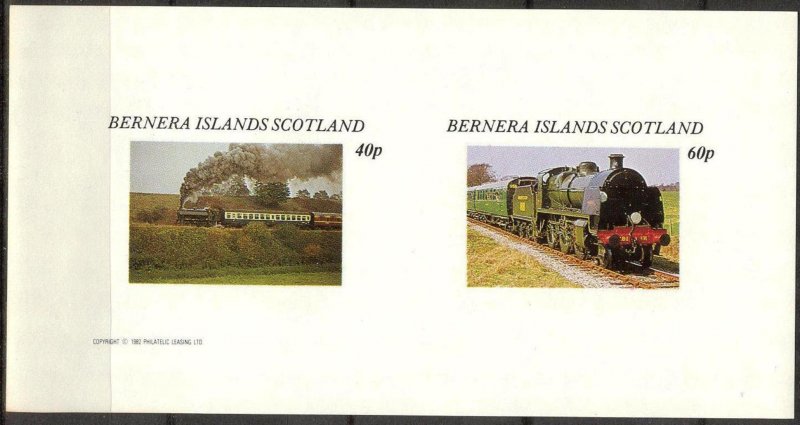 {B216} Bernera Scotland Trains (3) Sh.2 Imperf. MNH Cinderella !!