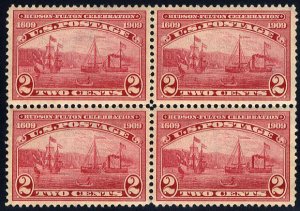 United States, 1904-9 #372 Cat$58.50, 1909 2c Hudson-Fulton, block of four, b...