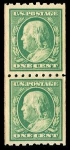 momen: US Stamps #390 Coil Pair Mint OG NH VF/XF