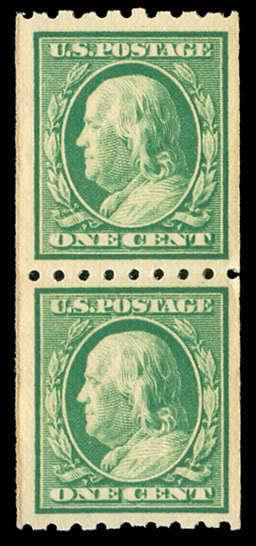 momen: US Stamps #390 Coil Pair Mint OG NH VF/XF