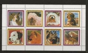 Thematic Stamps  Dogs Equatorial Guinea 1978 sheet of 8 mint never hinged