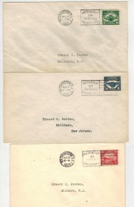 1923 US AIRMAIL SERIES C4-C6 SET OF 3 MATCHED EDWARD WORDEN FDCs High Value!!