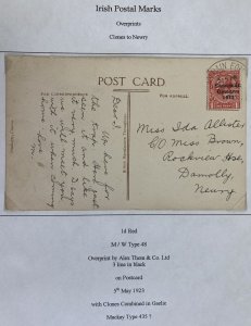 1923 Clones Ireland RPPC Postcard Cover to Newry sacred heart church