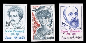 France, 1950-Present #B493-495 (YT 1896-1898) Cat€40, 1976 Celebrities, imp...